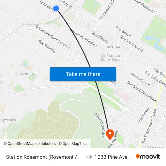 Station Rosemont (Rosemont / De Saint-Vallier) to 1033 Pine Avenue West map
