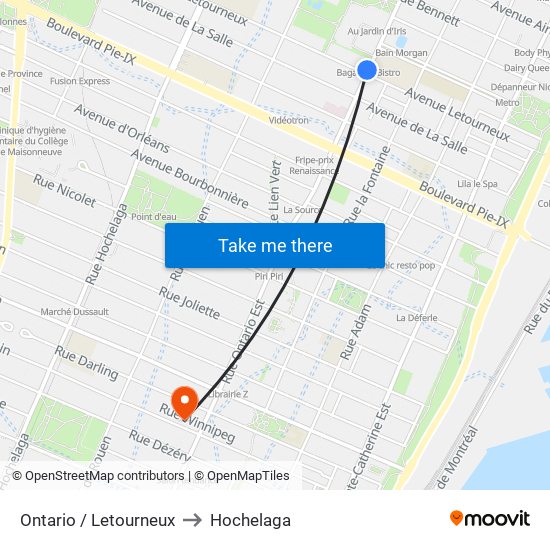 Ontario / Letourneux to Hochelaga map