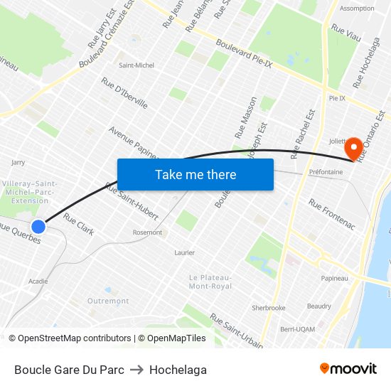 Boucle Gare Du Parc to Hochelaga map