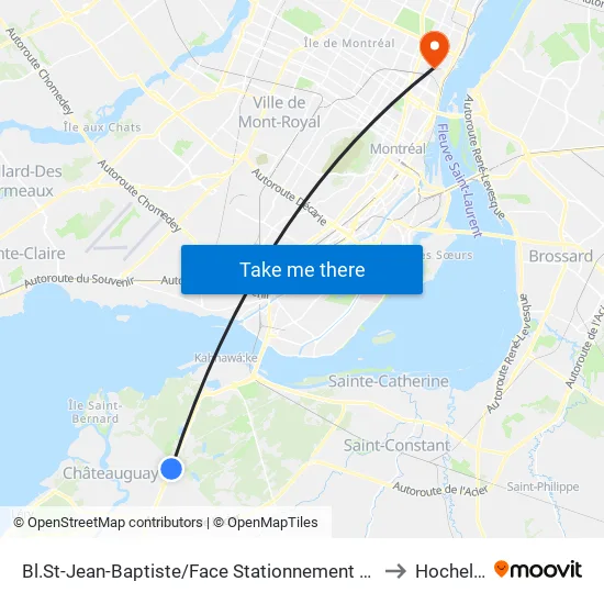 Bl.St-Jean-Baptiste/Face Stationnement Châteauguay to Hochelaga map
