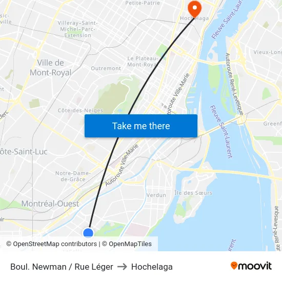 Boul. Newman / Rue Léger to Hochelaga map