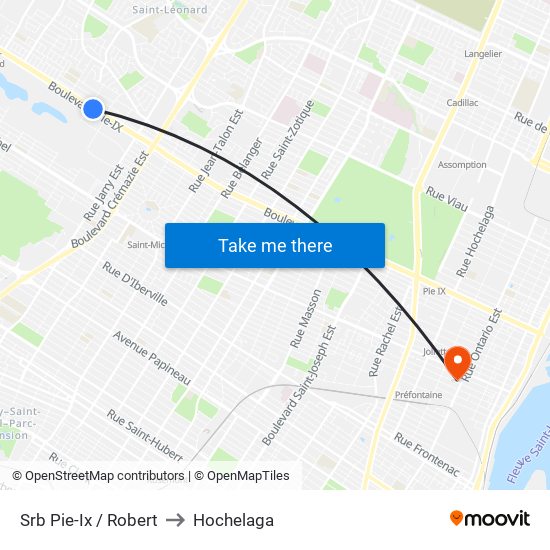 Srb Pie-Ix / Robert to Hochelaga map