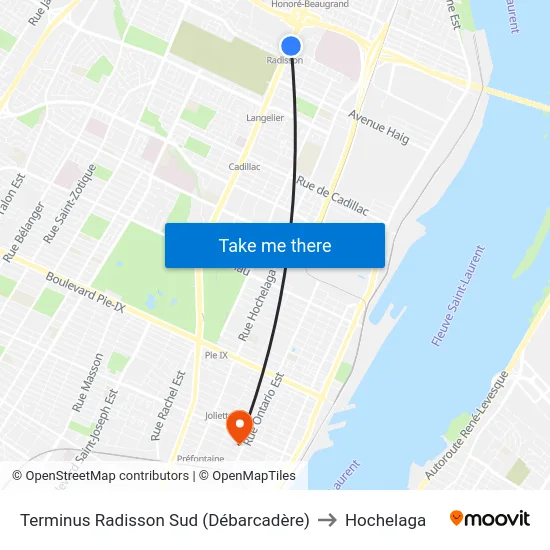 Terminus Radisson Sud (Débarcadère) to Hochelaga map