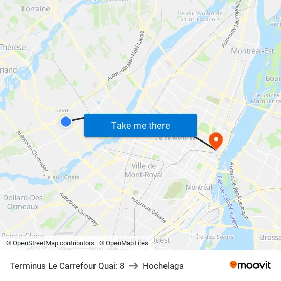 Terminus Le Carrefour Quai: 8 to Hochelaga map