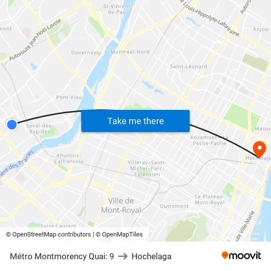 Métro Montmorency Quai: 9 to Hochelaga map