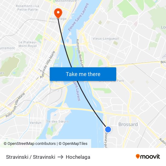 Stravinski / Stravinski to Hochelaga map