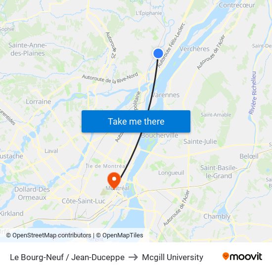 Le Bourg-Neuf / Jean-Duceppe to Mcgill University map