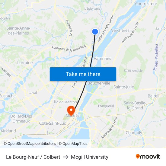 Le Bourg-Neuf / Colbert to Mcgill University map