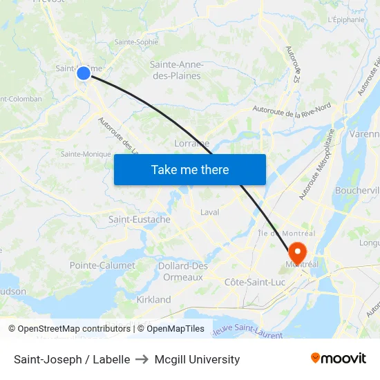 Saint-Joseph / Labelle to Mcgill University map