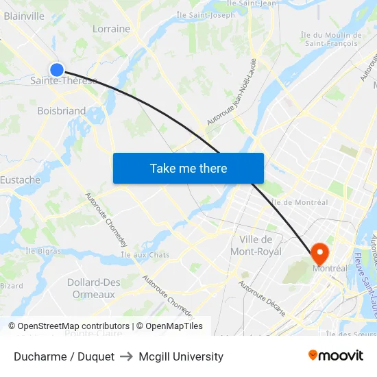 Ducharme / Duquet to Mcgill University map