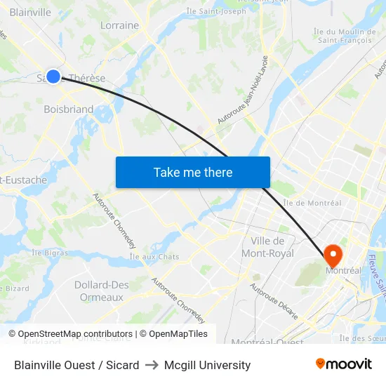 Blainville Ouest / Sicard to Mcgill University map