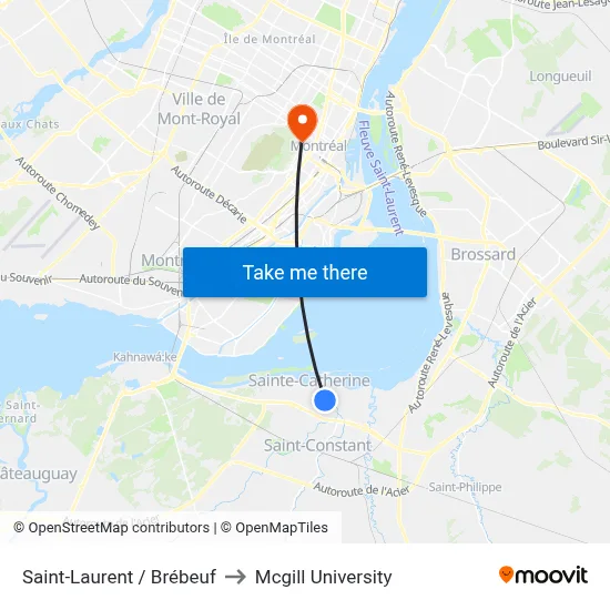 Saint-Laurent / Brébeuf to Mcgill University map