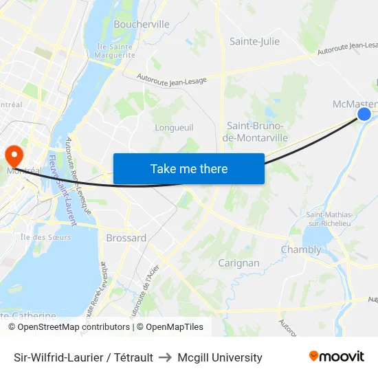 Sir-Wilfrid-Laurier / Tétrault to Mcgill University map
