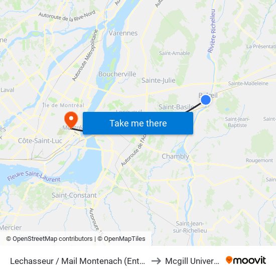 Lechasseur / Mail Montenach (Entrée 6) to Mcgill University map
