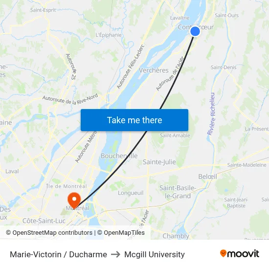 Marie-Victorin / Ducharme to Mcgill University map