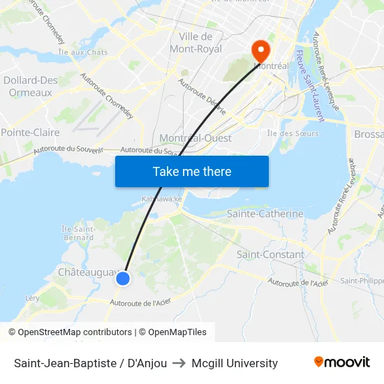 Saint-Jean-Baptiste / D'Anjou to Mcgill University map