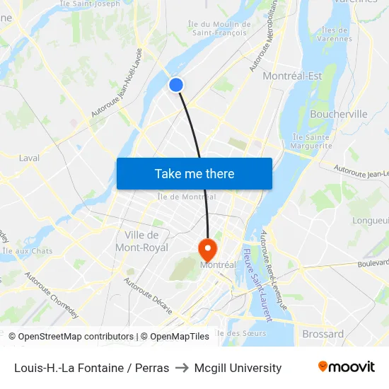 Louis-H.-La Fontaine / Perras to Mcgill University map