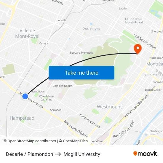 Décarie / Plamondon to Mcgill University map