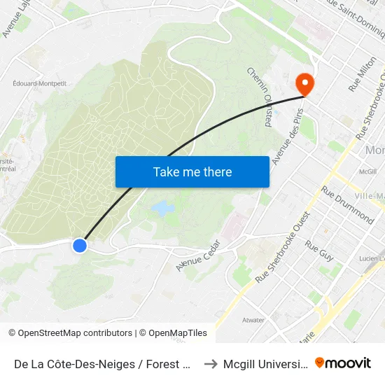 De La Côte-Des-Neiges / Forest Hill to Mcgill University map