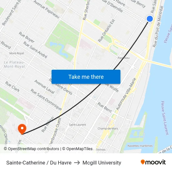 Sainte-Catherine / Du Havre to Mcgill University map
