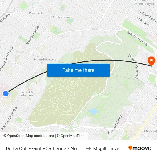 De La Côte-Sainte-Catherine / No 3200 to Mcgill University map