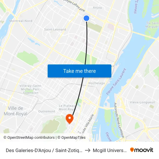 Des Galeries-D'Anjou / Saint-Zotique to Mcgill University map
