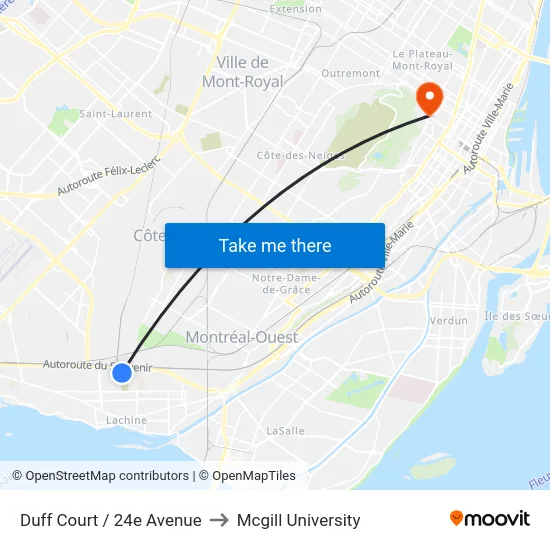 Duff Court / 24e Avenue to Mcgill University map