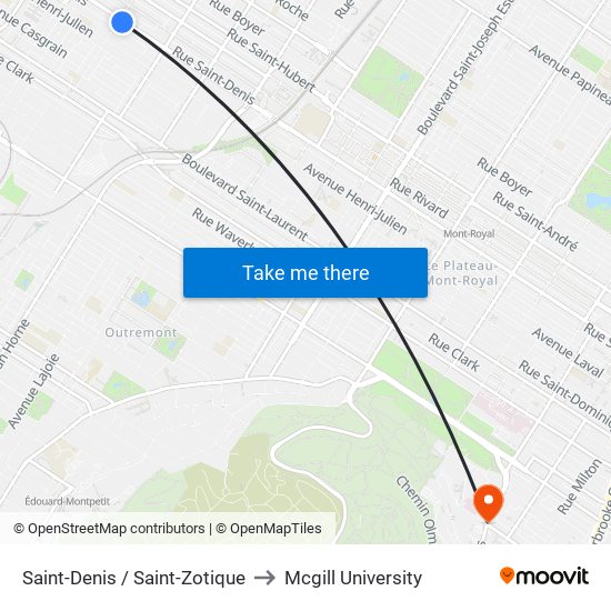 Saint-Denis / Saint-Zotique to Mcgill University map