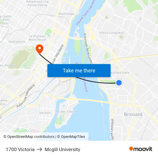 1700 Victoria to Mcgill University map