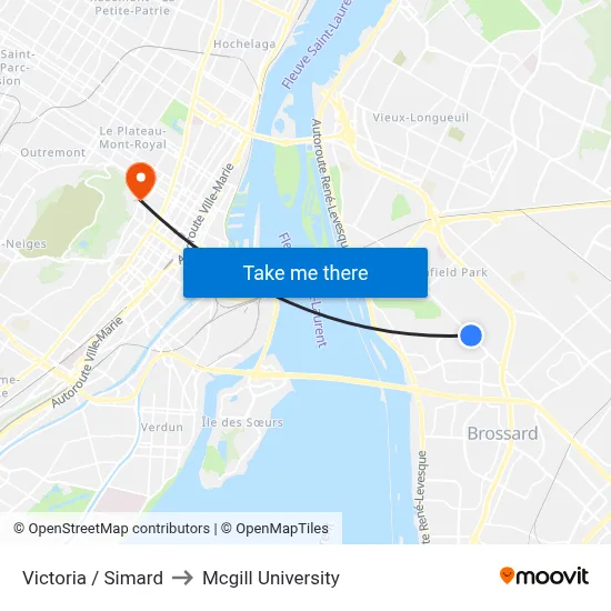 Victoria / Simard to Mcgill University map
