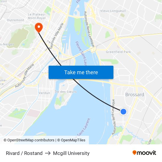 Rivard / Rostand to Mcgill University map