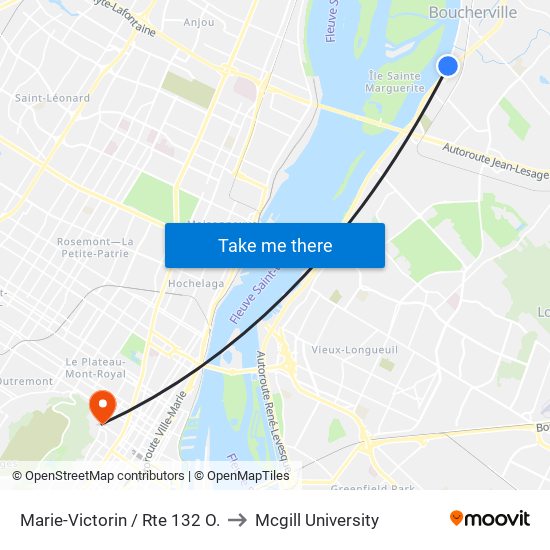 Marie-Victorin / Rte 132 O. to Mcgill University map