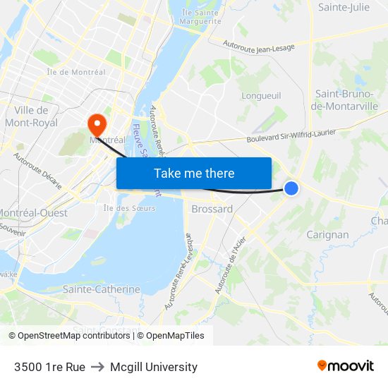 3500 1re Rue to Mcgill University map