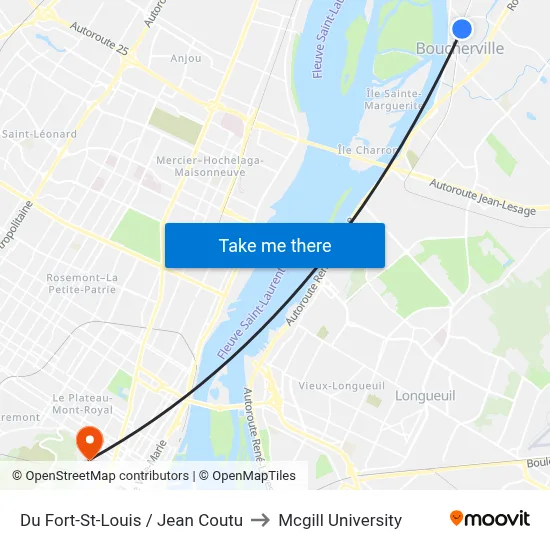 Du Fort-St-Louis / Jean Coutu to Mcgill University map
