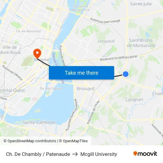 Ch. De Chambly / Patenaude to Mcgill University map