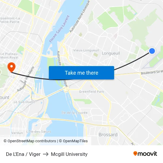 De L'Ena / Viger to Mcgill University map