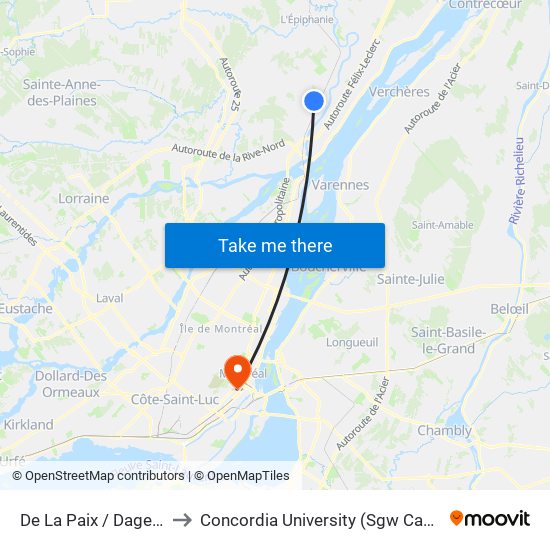 De La Paix / Dagenais to Concordia University (Sgw Campus) map