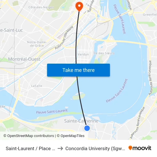 Saint-Laurent / Place Leblanc to Concordia University (Sgw Campus) map