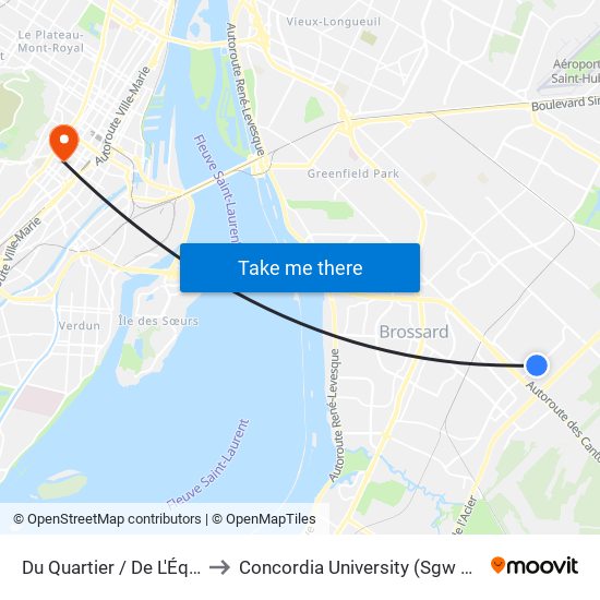 Du Quartier / De L'Équateur to Concordia University (Sgw Campus) map