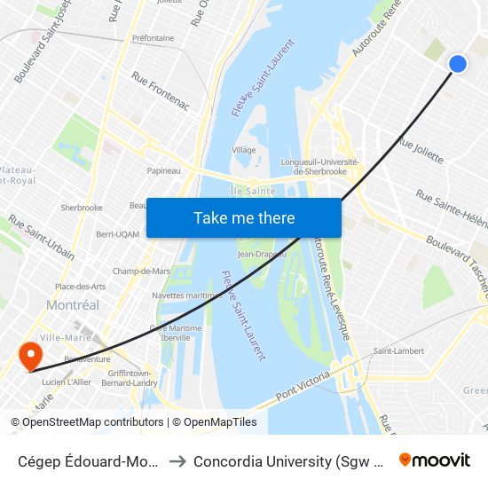 Cégep Édouard-Montpetit to Concordia University (Sgw Campus) map