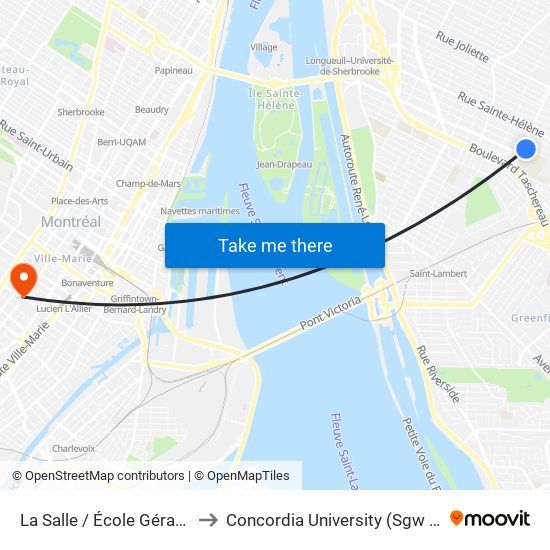 La Salle / École Gérard-Filion to Concordia University (Sgw Campus) map