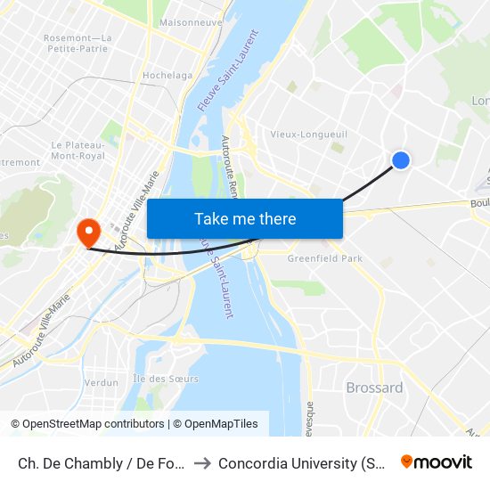 Ch. De Chambly / De Fontainebleau to Concordia University (Sgw Campus) map