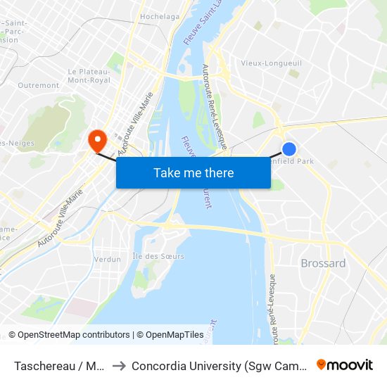 Taschereau / Mary to Concordia University (Sgw Campus) map