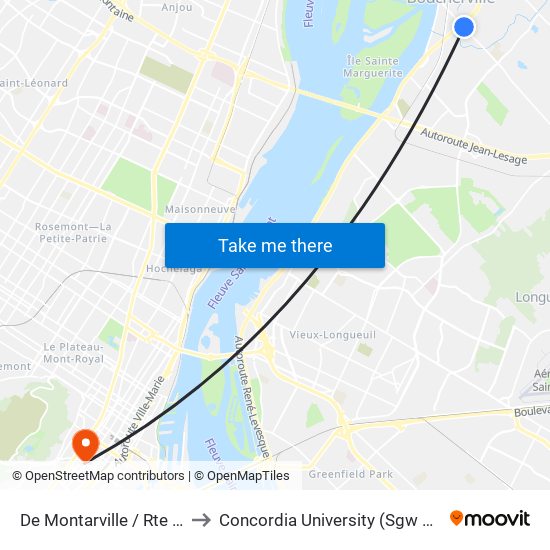 De Montarville / Rte 132 E. to Concordia University (Sgw Campus) map