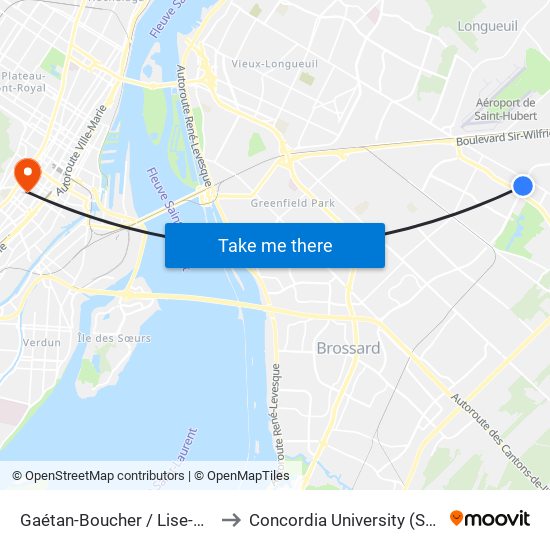 Gaétan-Boucher / Lise-Charbonneau to Concordia University (Sgw Campus) map