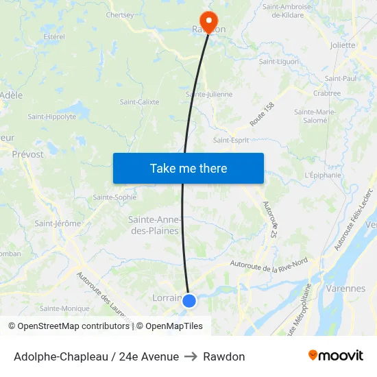 Adolphe-Chapleau / 24e Avenue to Rawdon map