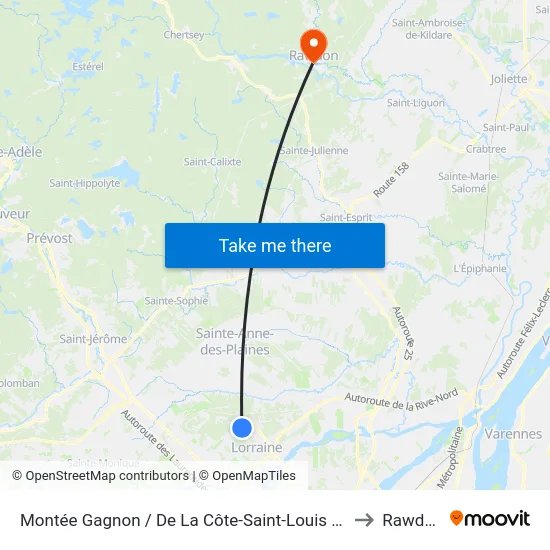 Montée Gagnon / De La Côte-Saint-Louis Est to Rawdon map