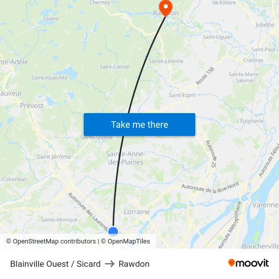 Blainville Ouest / Sicard to Rawdon map