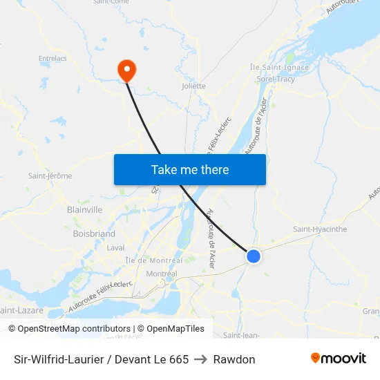Sir-Wilfrid-Laurier / Devant Le 665 to Rawdon map
