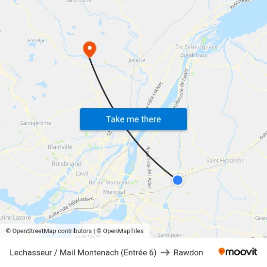 Lechasseur / Mail Montenach (Entrée 6) to Rawdon map